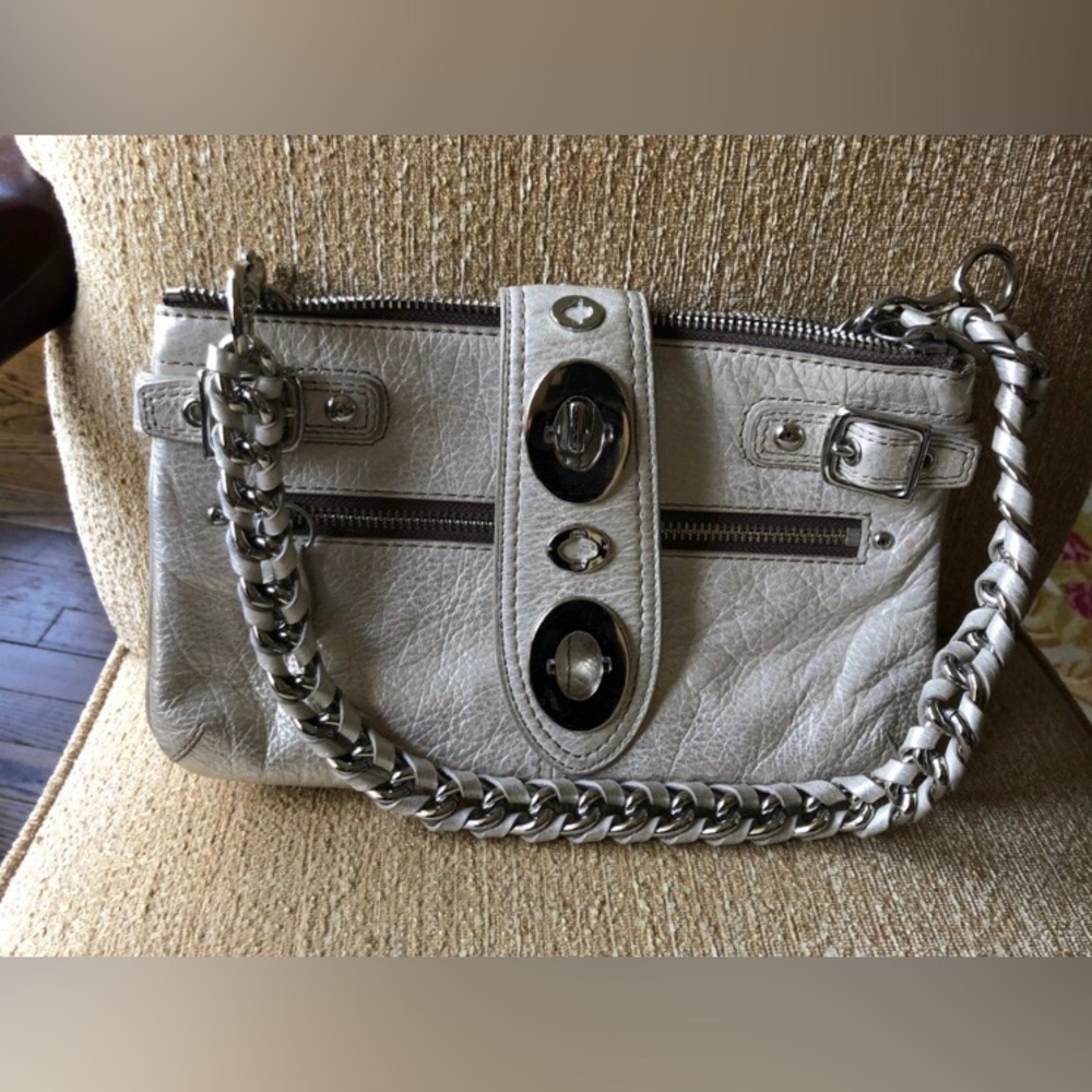Silver White Coach Purse